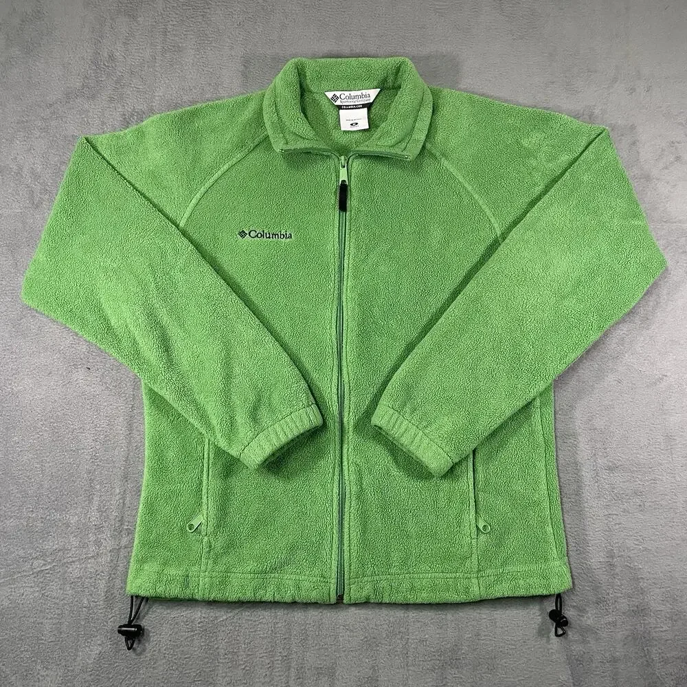 Columbia Fleece Jacket Green Women’s M Zip Up Outdoor Lightweight Coat